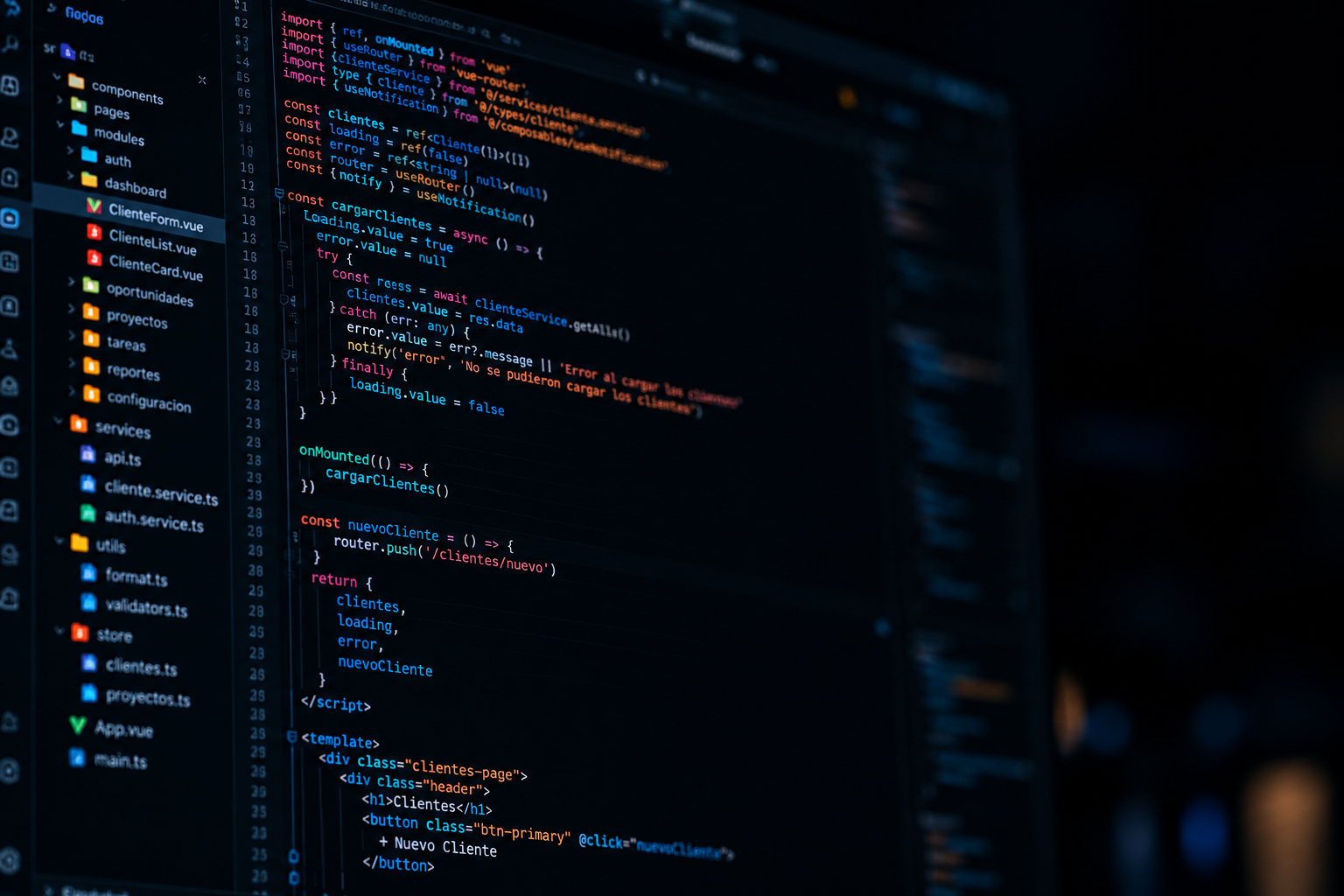 Desarrollo de Software - Código de programación puro en pantalla completa
